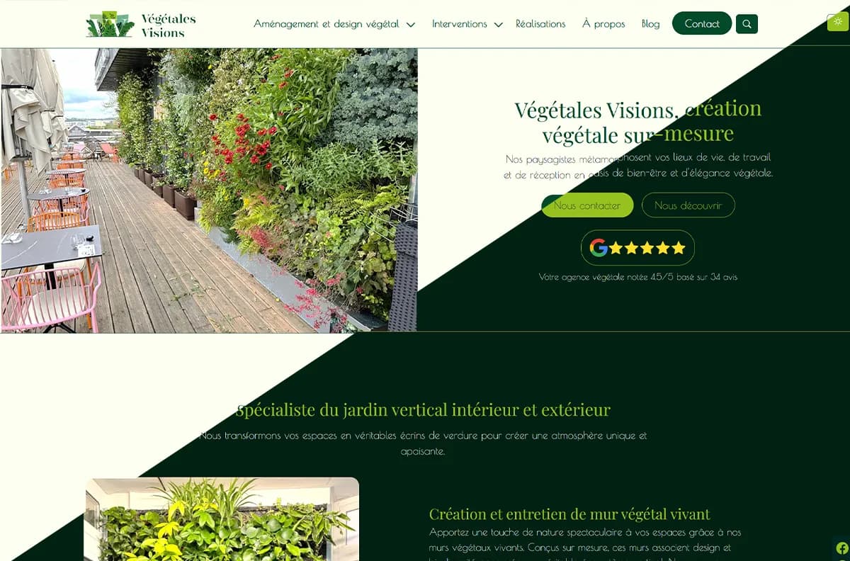 Page d’accueil du site Végétales Visions sur ordinateur