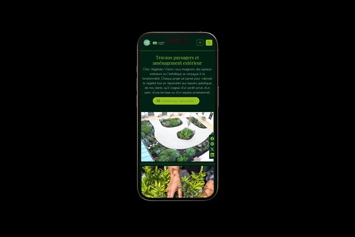 Site Végétales Visions sur téléphone