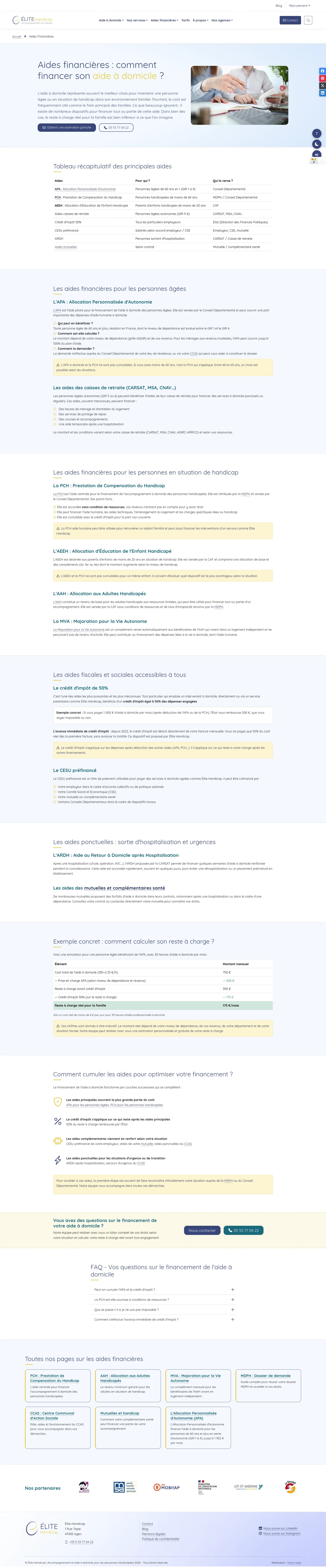 Elite Handicap, page de service