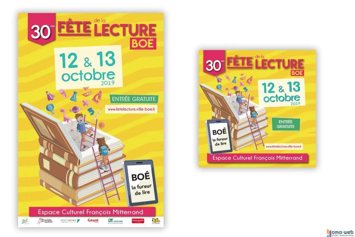 Brochure et affiche - Fête de la Lecture à Boé