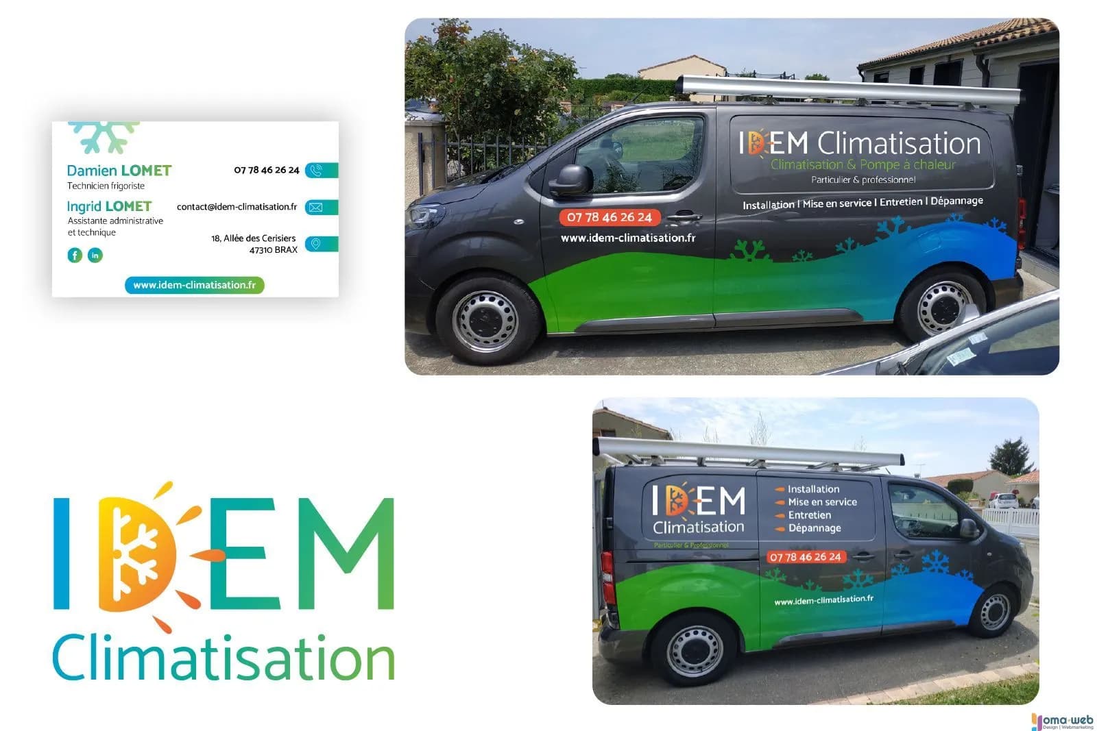 Covering camion et carte de visite IDEM Climatisation