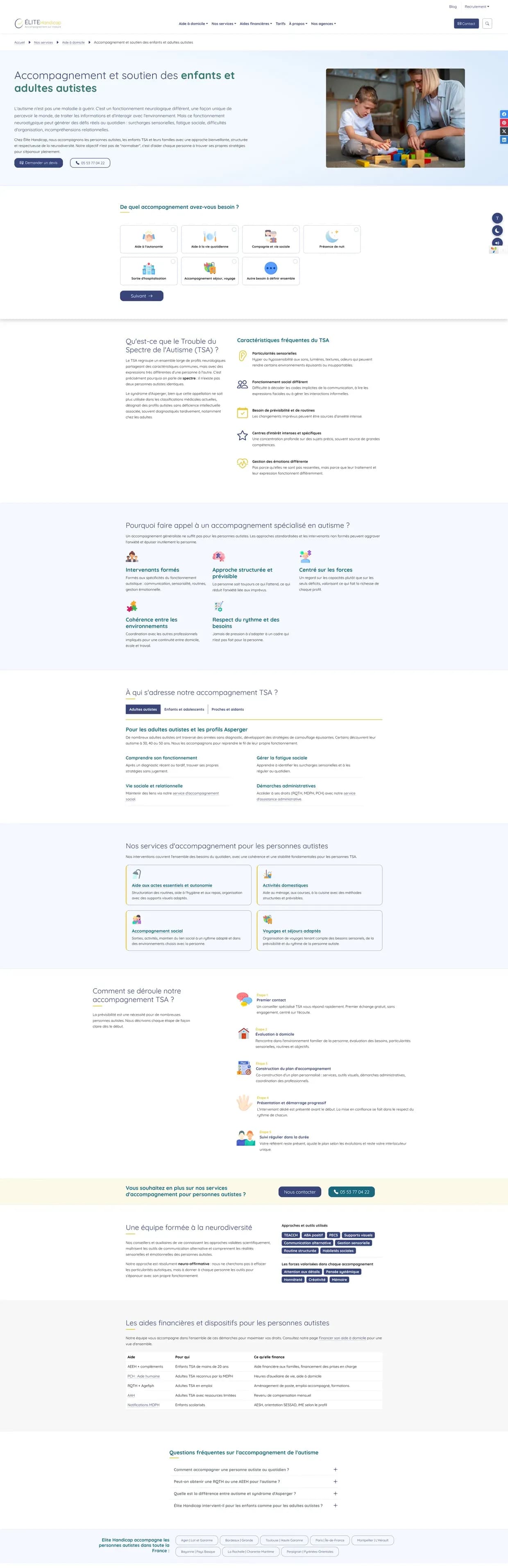 Site Elite Handicap, page autisme et TSA