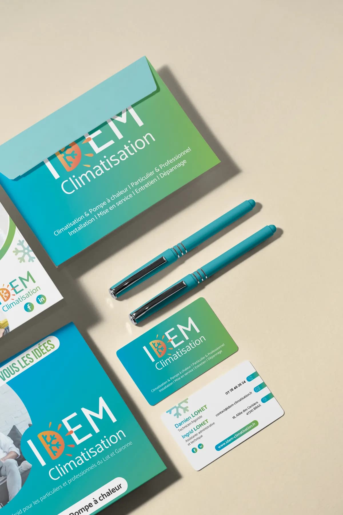 Branding, identtité visuelle de l'entreprise Idem Climatisation (Agen, Lot-et-Garonne)