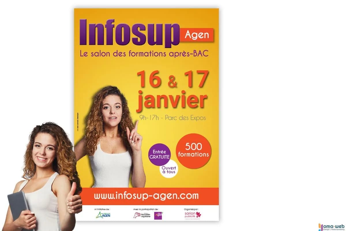 Affiches Infosup Agen : salon des formations et métiers après Bac
