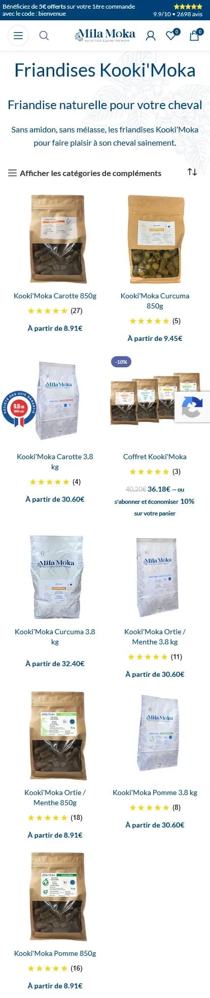 Friandises Kooki’Moka en version mobile