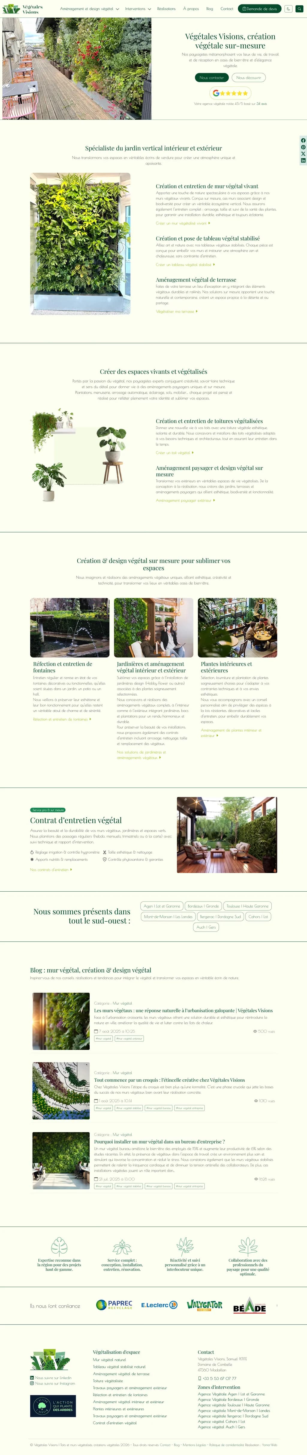 Page d'accueil du site Végétales Visions
